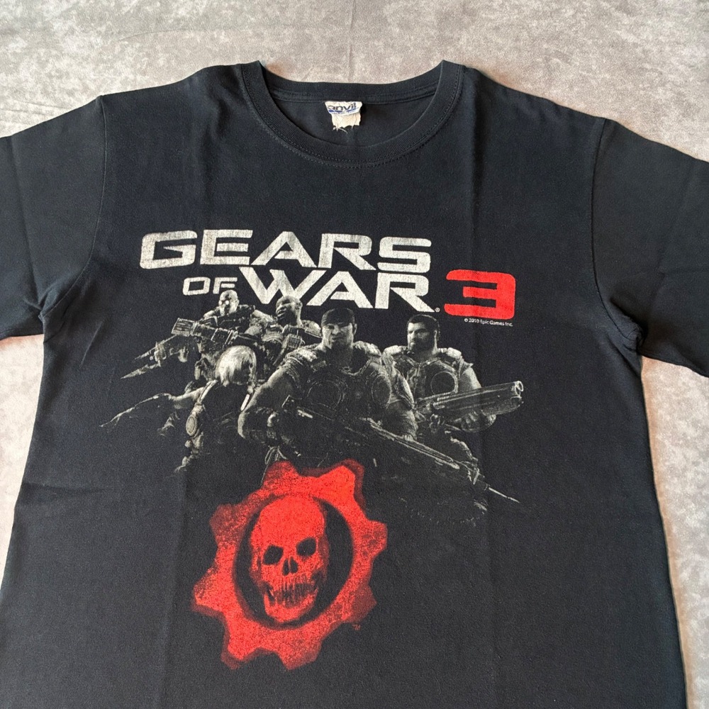 2010 Epic games Gears of War 3 Promo T-Shirt Mens Small Black Anvil Graphic Tee